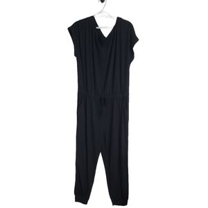 Prettygarden Women's Jumpsuit XL Romper Short Sleeve Black Elastic Waist